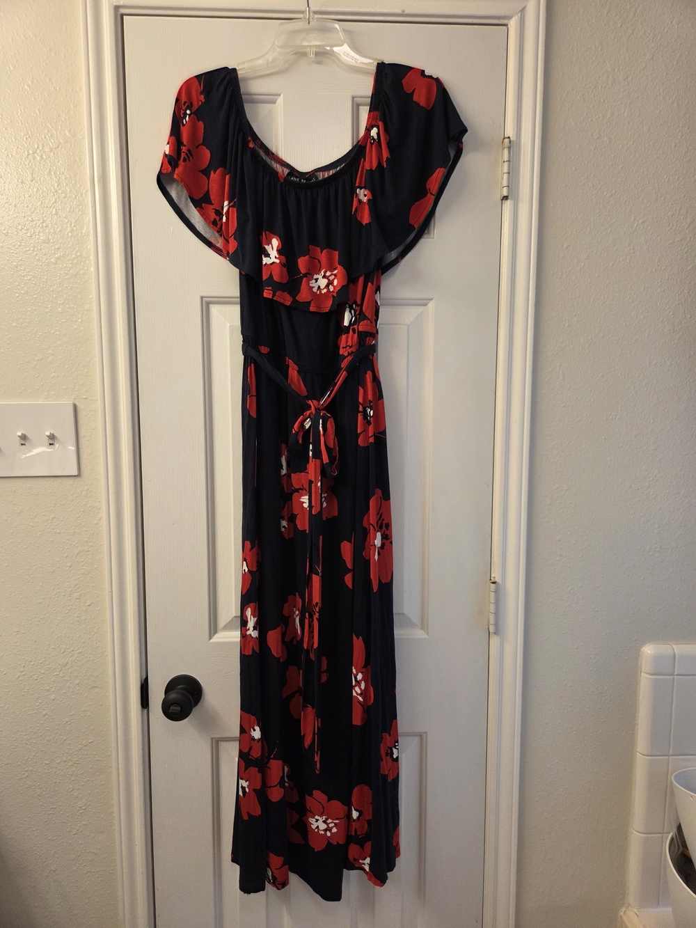Lane Bryant Navy Maxi Dress with Red Floral Print